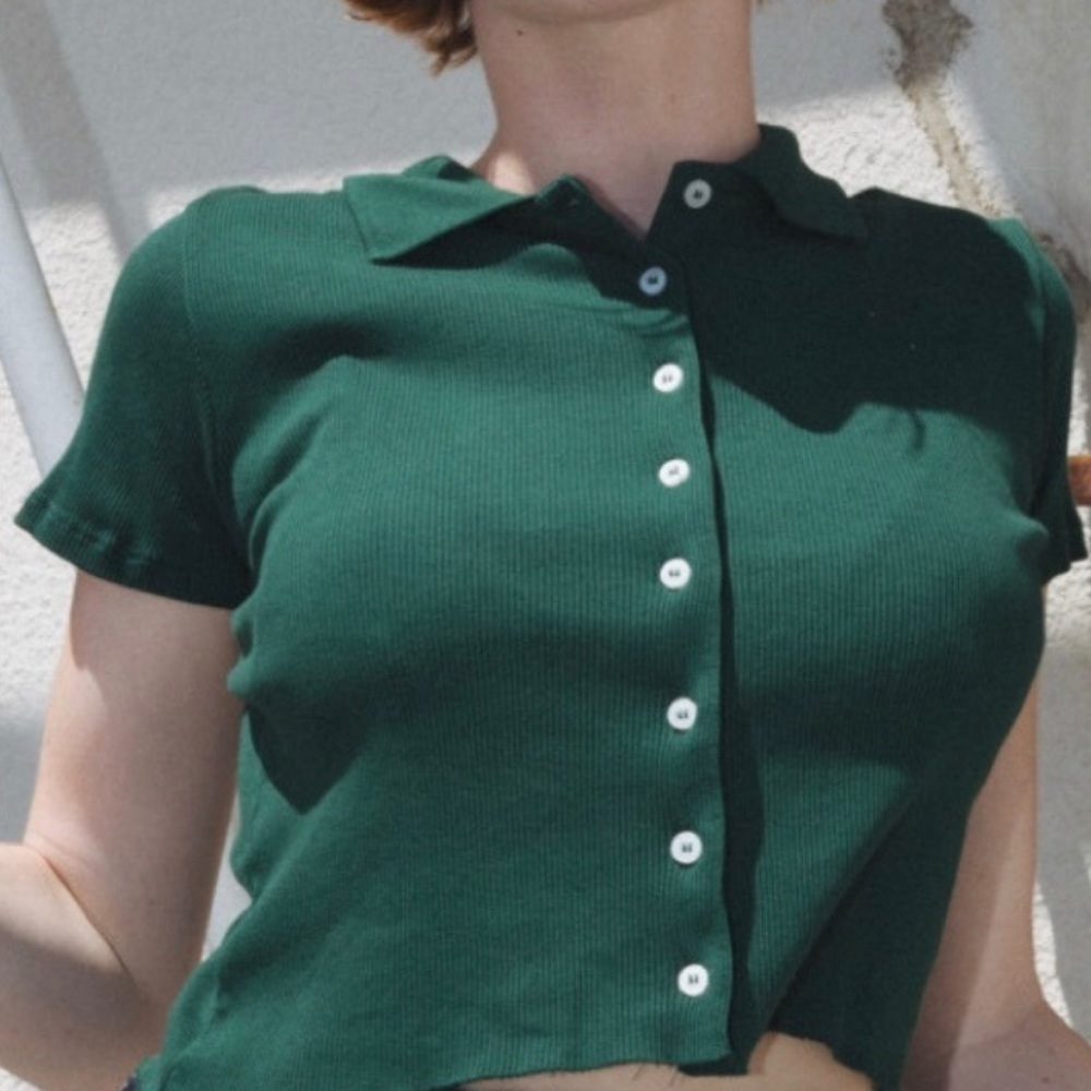 Brandy Melville Green Caroline Button Up